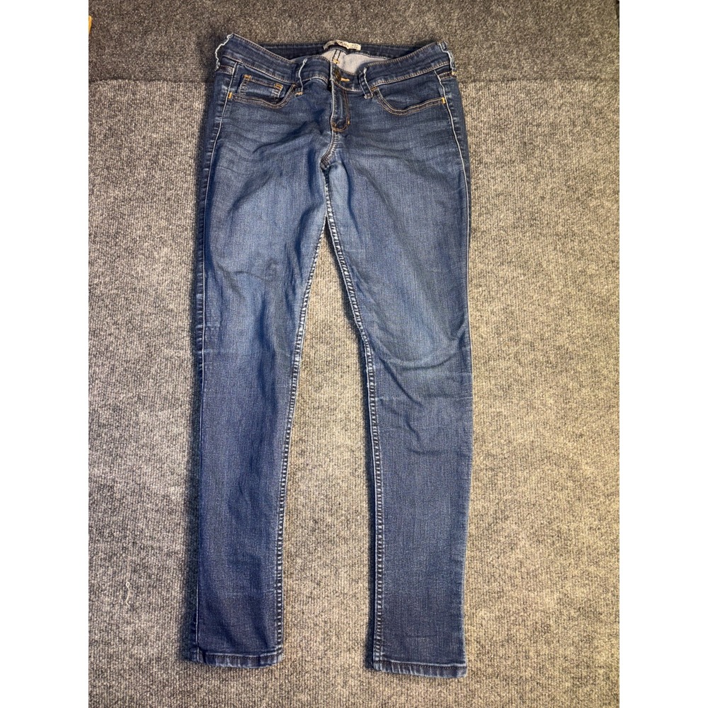 Hollister Skinny Jeans Women Size 5S Blue Denim‎ Low Rise Double Stitch 5 Pocket